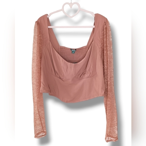 NWT Wild Fable Women' Long Sleeve Lace Bustier Top in Mauve  XXL - Picture 3 of 8